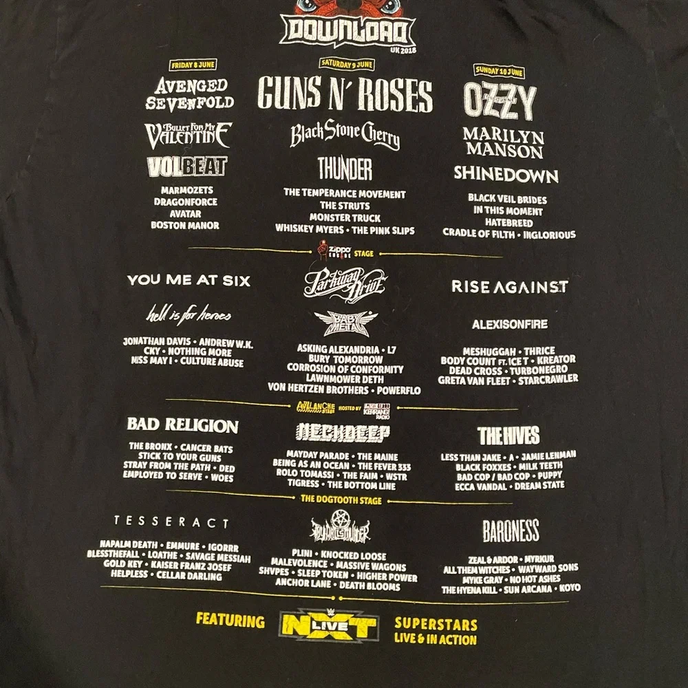 Download UK 2018 Festival Black Graphic T-Shirt Size Large - Picture 2 of 4